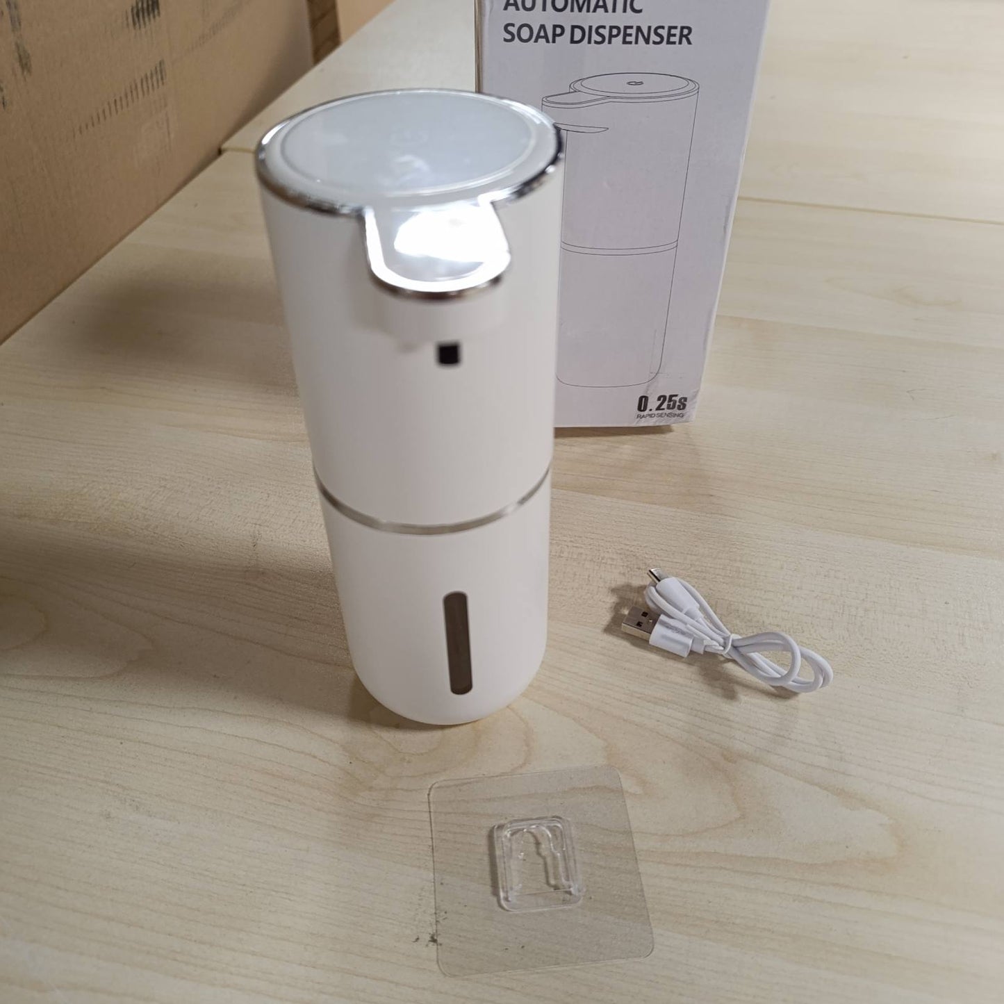 196821 - HAPPOOH Dispenser Automatik Sapuni Elektrik, 380ml, me Sensor Infra të Kuq, i Montuar në Mur, i Rikarikueshëm me USB, Rezistueshëm në Ujë IPX5, për Kuzhinë, Banjo, Shkolla, Hotele