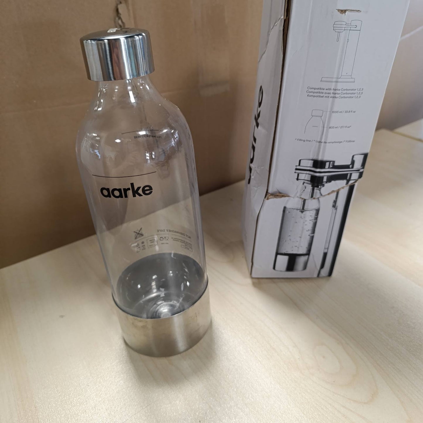 209906 - AARKE Shishe PET për Makinën e Ujit të Gazuar CARBONATOR 3, Pa BPA, Detaje Çeliku Inox, Kapaciteti 1000 ml