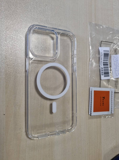 295423 - TAURI Mbështjellës magnetik për iPhone 14 Pro Max [Mbrojtje ushtarake] me mbrojtës ekrani prej qelqi të temperuar - 6.7 inç - Transparent - E pajtueshme me MagSafe