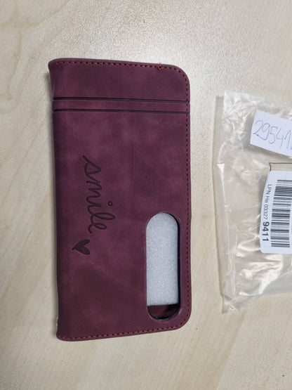 295412 - MBROJTËSE BRAVODAY PËR HONOR X5 PLUS, Mbrojtëse prej lëkure PU me hapje dhe vende për karta, e kuqe vere