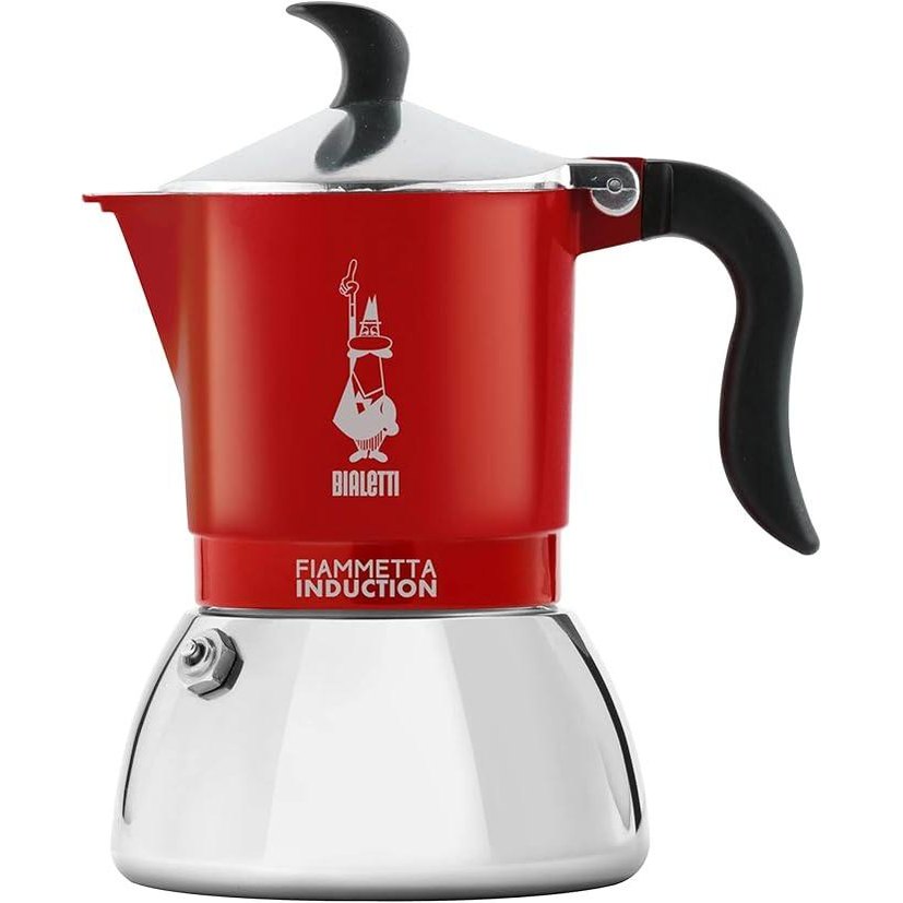 231441 - BIALETTI Aparat Kafeje me Induksion 'Fiammetta', Kapacitet 4 Gota (150ml), i Përshtatshëm për Të Gjitha Llojet e Sobave, i Kuq