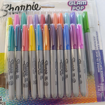 299660 - SHARPIE Markera të Përhershëm Glam Pop | Me majë të hollë për detaje të theksuara | Ngjyra të ndryshme | 24 markera