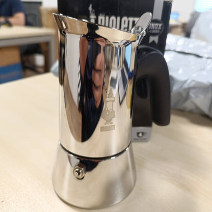 187715 - Venus Induction Espresso Maker, Made of Stainless Steel, Suitable for All Cooktops, 170 ml Capacity, Makes 4 Cups of Coffee, Silver