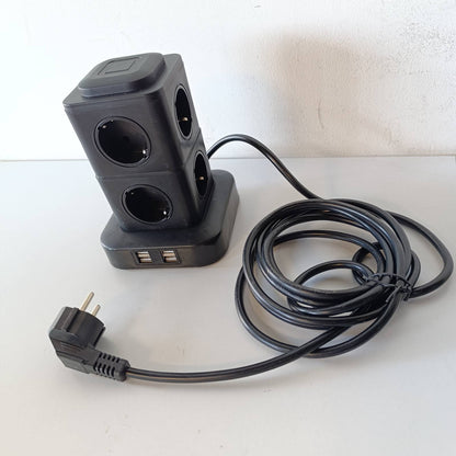 299965 - VIYSPNV Shirit rryme 12-në-1, 8 priza, 4 porta USB, Maksimumi 5V/3.4A, 3 metra, Mbrojtës nga tensioni i lartë