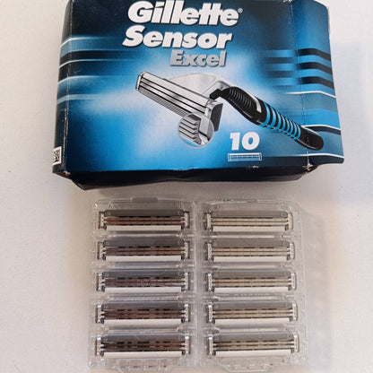 303406 - GILLETTE Sensor Excel, Brisqe rroje për Burra, 10 Brisqe Zëvendësuese Origjinale me Brisqe të Dyfishta