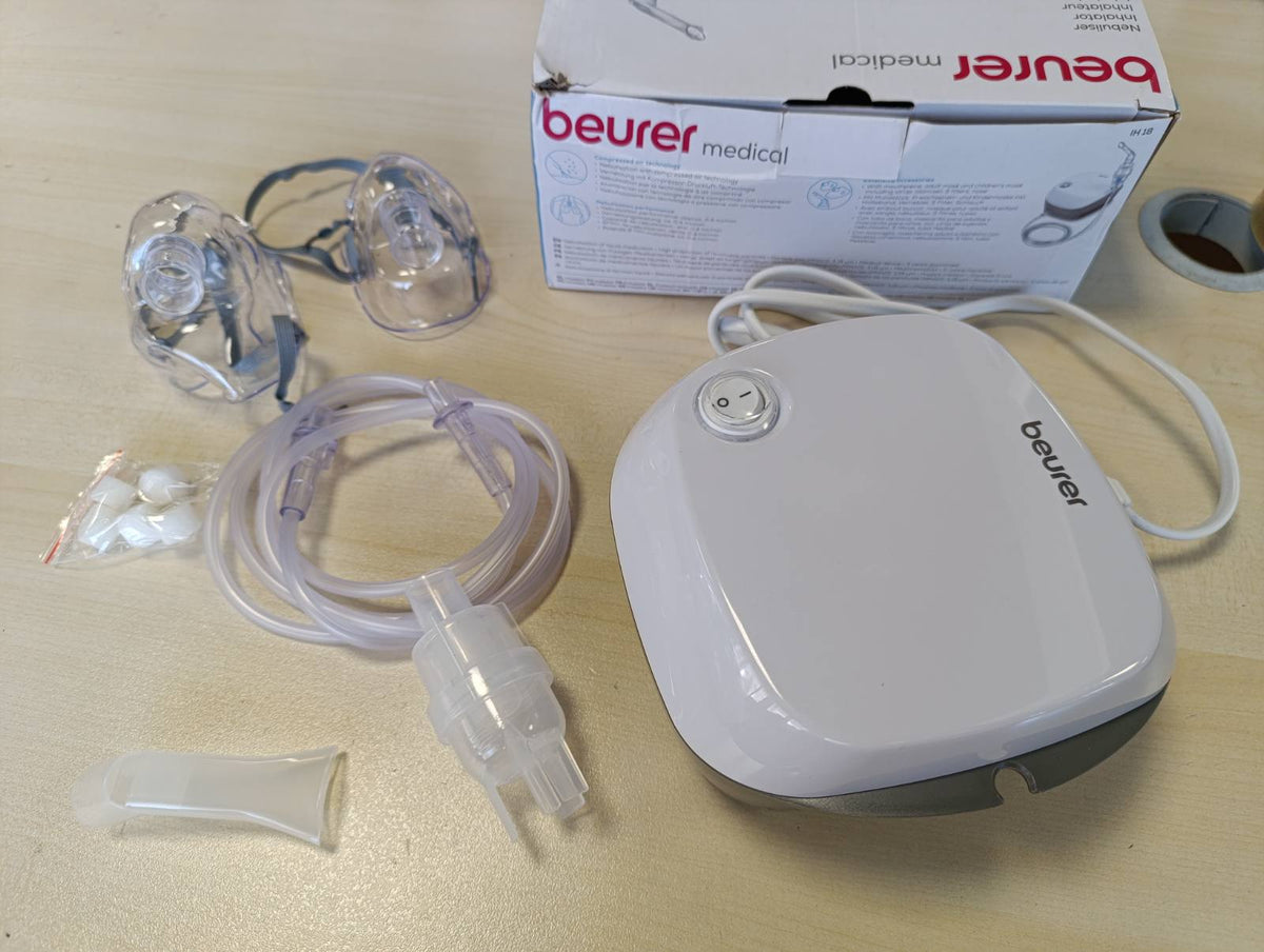 300440 - BEURER Nebulizator IH 18 për ftohjet dhe sëmundjet e frymëmarrjes, nebulizator për të rritur dhe fëmijë, dizajn i bardhë, kompakt