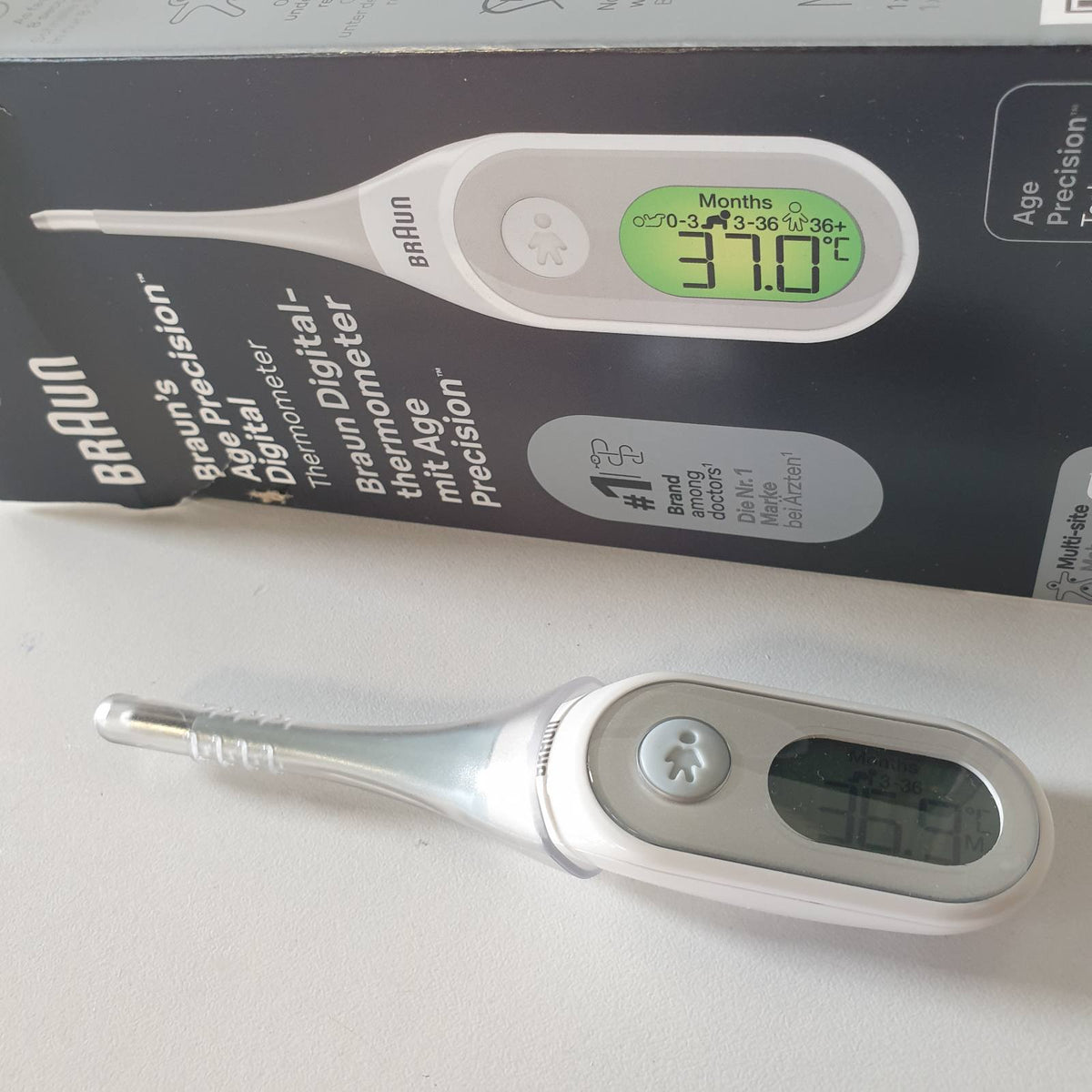 306622 - BRAUN Termometër dixhital preciz Age, shkop dixhital për vende të ndryshme, oral, rektal ose nën sqetull, i përshtatshëm për foshnje dhe fëmijë, PRT2000.