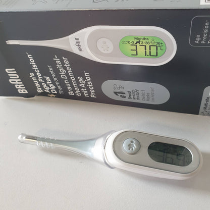 306622 - BRAUN Termometër dixhital preciz Age, shkop dixhital për vende të ndryshme, oral, rektal ose nën sqetull, i përshtatshëm për foshnje dhe fëmijë, PRT2000.