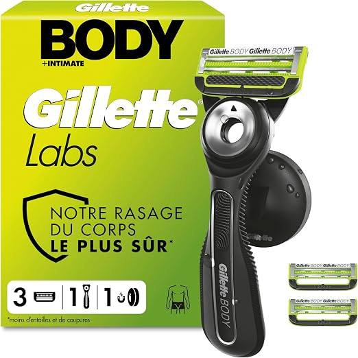 298304 - Brisket GilletteLabs Body + Intimate për burra, 1 dorezë dhe 3 koka rezervë