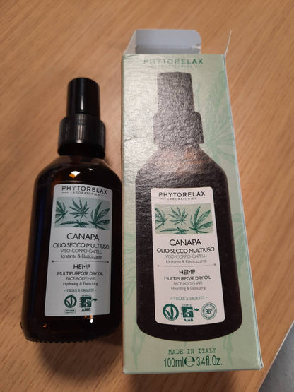 303923 - LABORATORIES PHYTORELAX Hemp Vaj i Tharë Shumëpërdorimësh për Fytyrën, Trupin dhe Flokët, 100 ml