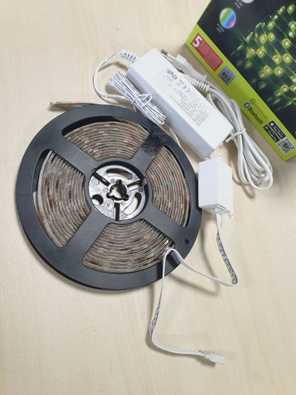185315 - EGLO CONNECT Shirit LED STRIPE-C, për Shtëpi Inteligjente, RGB, Vetëngjitës dhe i Prerë, Material Plastikë e Bardhë, Tonet dhe Ngjyrat e Bardha të Rregullueshme, Përdorim: Ndryçim Dhoma Ndenjeje, Gjatësi 5m