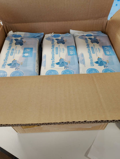 301105 - Amazon Peceta Ultrasensitive për Fëmijë, 100% fibra bimore, 99% ujë, 1080 peceta, pa aromë, 18 pako me nga 60 peceta