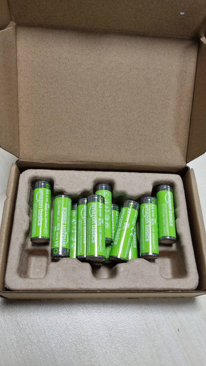 296114 - AMAZON BASICS Pako me 12 bateri të rikarikueshme AA NiMH, kapacitet 2400 mAh, 1.2 V, të rikarikueshme 400 herë, të parakarikuara
