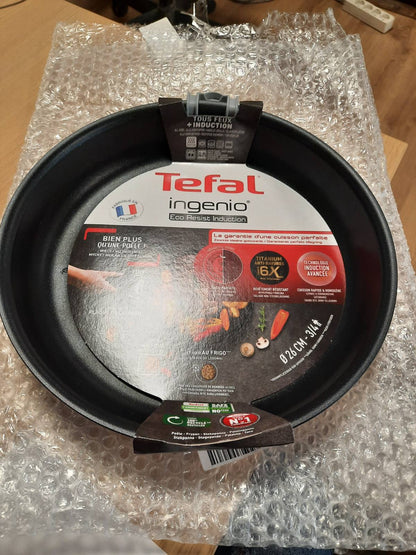 195636 - TIGAN TEFAL Ingenio, 26cm, me Shtresë Jo-Ngjitëse, i Pajtueshëm me Induksion, Tregues Fillimi Gatimi, i Stivueshëm, i Sigurt për Lavastovilje, Prodhuar në Francë, Rezistent Ndaj Mjedisit, Modeli L3970503