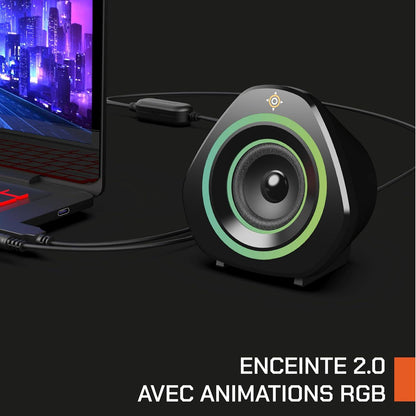 298213 - NOVA GAMING – Altoparlantë lojërash RGB 2.0 – Tingull i pastër dhe i balancuar, dizajn kompakt, telekomandë e integruar, ndriçim RGB LED, kabllo rezistente 1,5 m