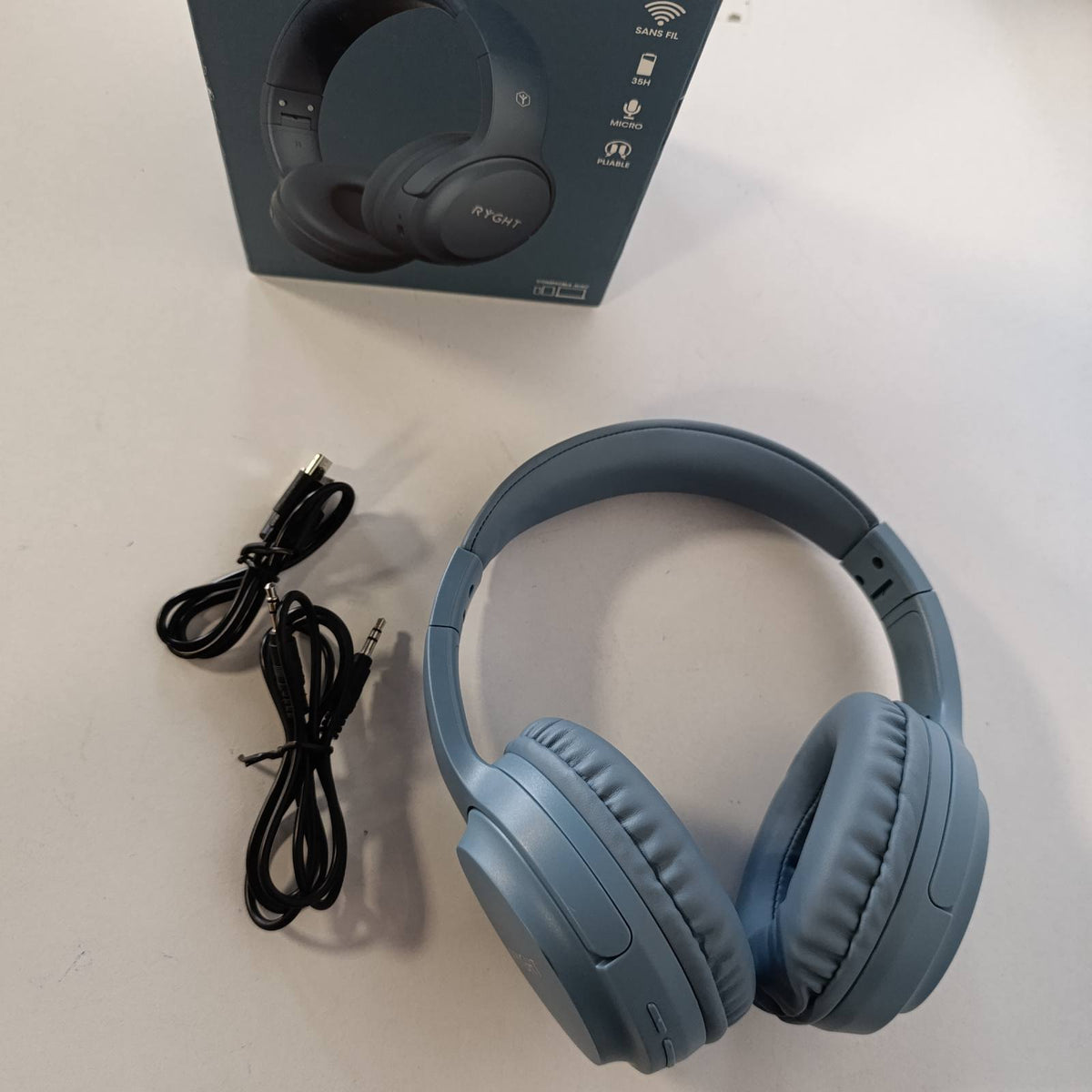 295324 - RYGHT TEMPO Kufje pa Tel, Tingull Stereo, Jetëgjatësi Baterie 20 Orë, Të Palosshme, Blu