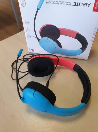 295733 - PDP Mikrofon stereo Gaming LVL40 për Nintendo Switch, i pajtueshëm me PC, iPad, Mac, 3.5 mm, neon blu-rot