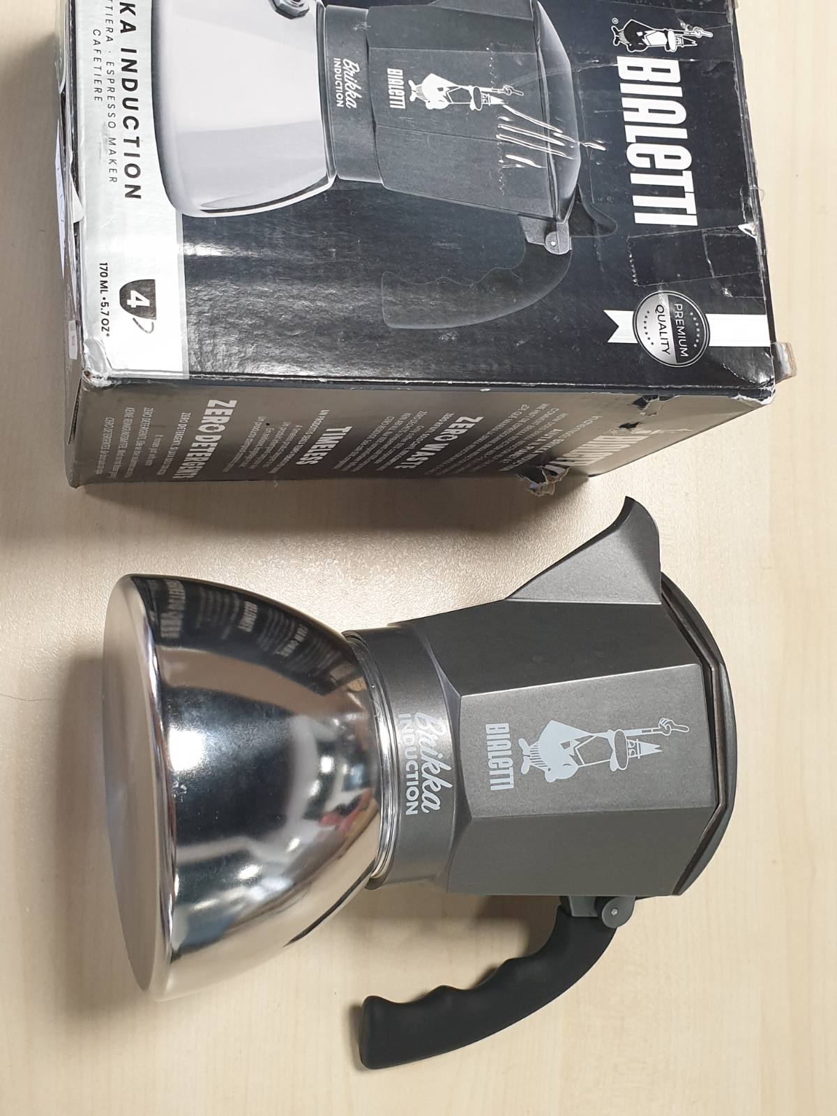 221235 - BIALETTI Makinë kafeje me induksion Brikka, 4 filxhanë (170 ml), Espresso në stilin e barit, e përshtatshme për të gjitha sobat, dizajn elegant