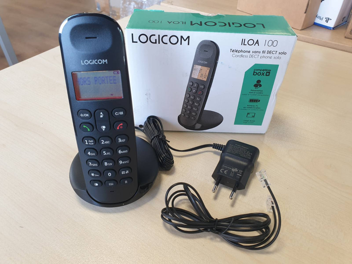 296110 - LOGICOM Telefon fiks pa tel ILOA 100, pa sekretarinë telefonike, me një receptor telefoni, telefona analogë dhe DECT, ngjyrë e zezë