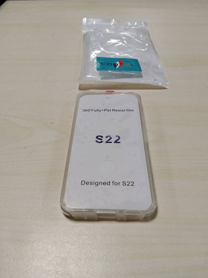 295401 - COQTEL® Mbrojtëse për Samsung Galaxy S22, Mbulesë Transparente 360°, Silikoni Rezistent ndaj Goditjeve dhe TPU
