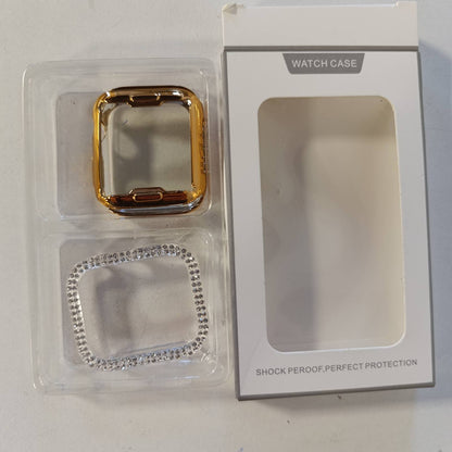 295341 - DEALELE Mbulesë ore [Paketë me 2 pjesë] e përputhshme me Apple Watch Series 6/5/4/SE 40 mm, e artë + transparente, mbulesë mbrojtëse zëvendësuese