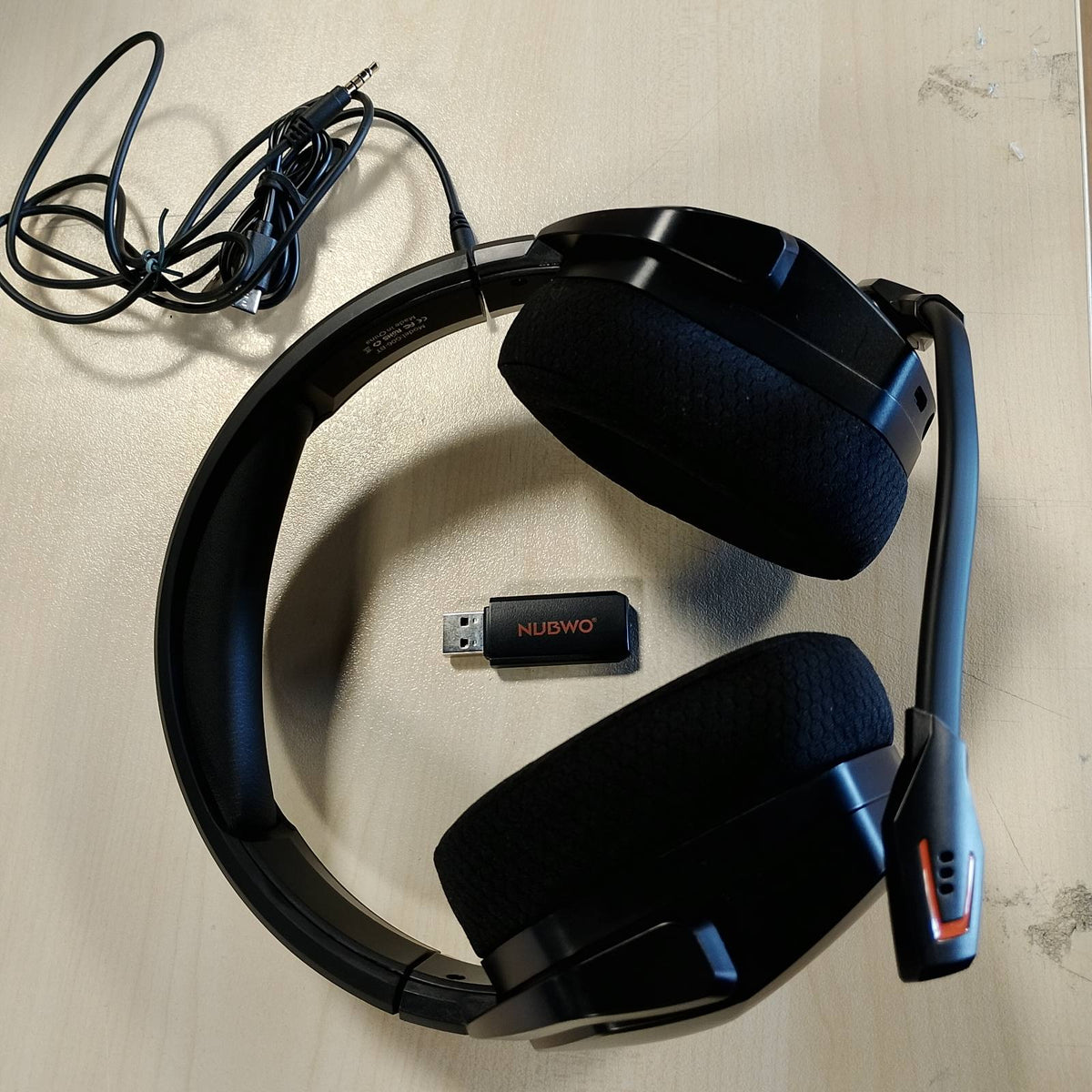 299373 - NUBWO G06, kufje për lojëra me mikrofon të dyfishtë, 2.4 GHz pa tel + 5.3 GHz Bluetooth, jetëgjatësi baterie 100 orë, drajverë 50 mm, ngjyra portokalli