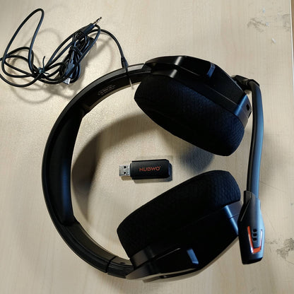 299373 - NUBWO G06, kufje për lojëra me mikrofon të dyfishtë, 2.4 GHz pa tel + 5.3 GHz Bluetooth, jetëgjatësi baterie 100 orë, drajverë 50 mm, ngjyra portokalli