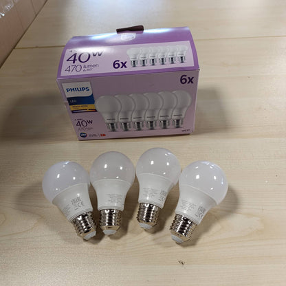 198350 - PHILIPS Lighting 929003540256, Pako prej 6 Llambave LED E27, 40W, të Bardha të Ngrohta