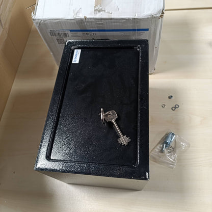 183407 - DONAU TECH Kasafortë Muri 8.5L, Dimensionet 31 x 20 x 20 cm, me 2 Çelësa, Manuale për Mobileri, Përshtatshme për Dollap Ruajtje, Ngjyra E Zezë
