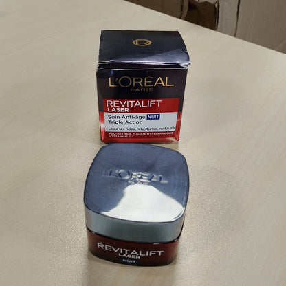 298533 - L'ORÉAL PARIS Maskë krem nate kundër plakjes me veprim të trefishtë - 50 ml - Pro-Retinol, acid hialuronik, vitaminë C - Revitalift Laser