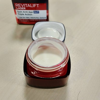 298533 - L'ORÉAL PARIS Maskë krem nate kundër plakjes me veprim të trefishtë - 50 ml - Pro-Retinol, acid hialuronik, vitaminë C - Revitalift Laser