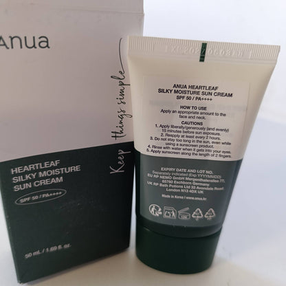 298395 - ANUA Krem dielli hidratues Heartleaf Silky SPF 50 - 50 ml - Krem dielli korean për fytyrën