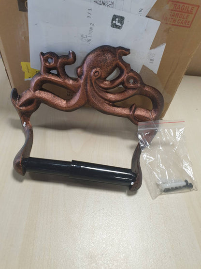 183838 - OCTOPUS Mbajtëse e Montuar në Mur për Rul Tualeti, Materiali: Gjizë Bakri, Stili: Detar Kraken, Përfshin Vida dhe Tapa Muri për Instalim