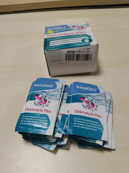 297769 - SANOTACT Electrolytes Plus - 20 Bustina - Pluhur Elektroliti për Ekuilibrin e Lëngjeve - Kalium dhe Magnez - 100% Vegan - Pije Rikuperuese - Shije Portokalli