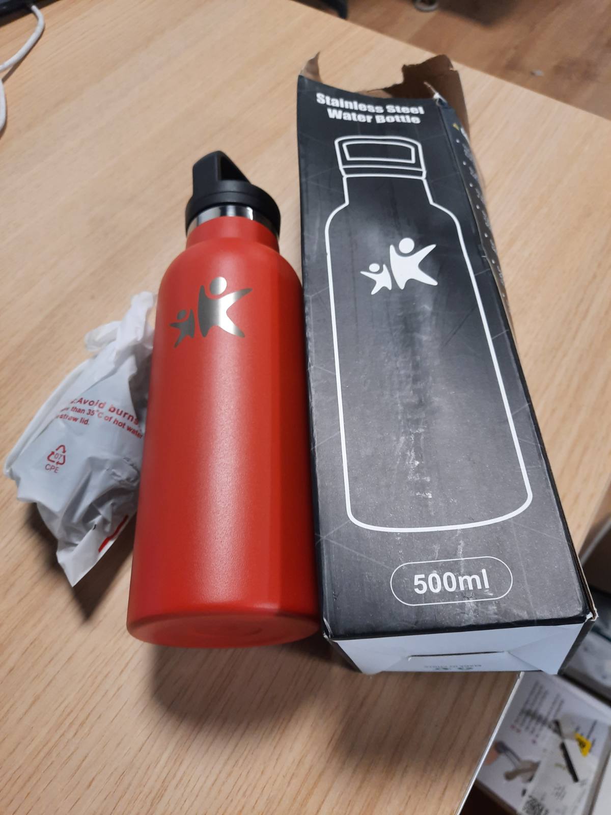 185013 - HONEYHOLLY Shishe uji për fëmijë, 500 ml, pa BPA, çelik inox, e izoluar kundër rrjedhjeve, me mure të dyfishta, me kashtë, për sporte, shkollë dhe zyrë
