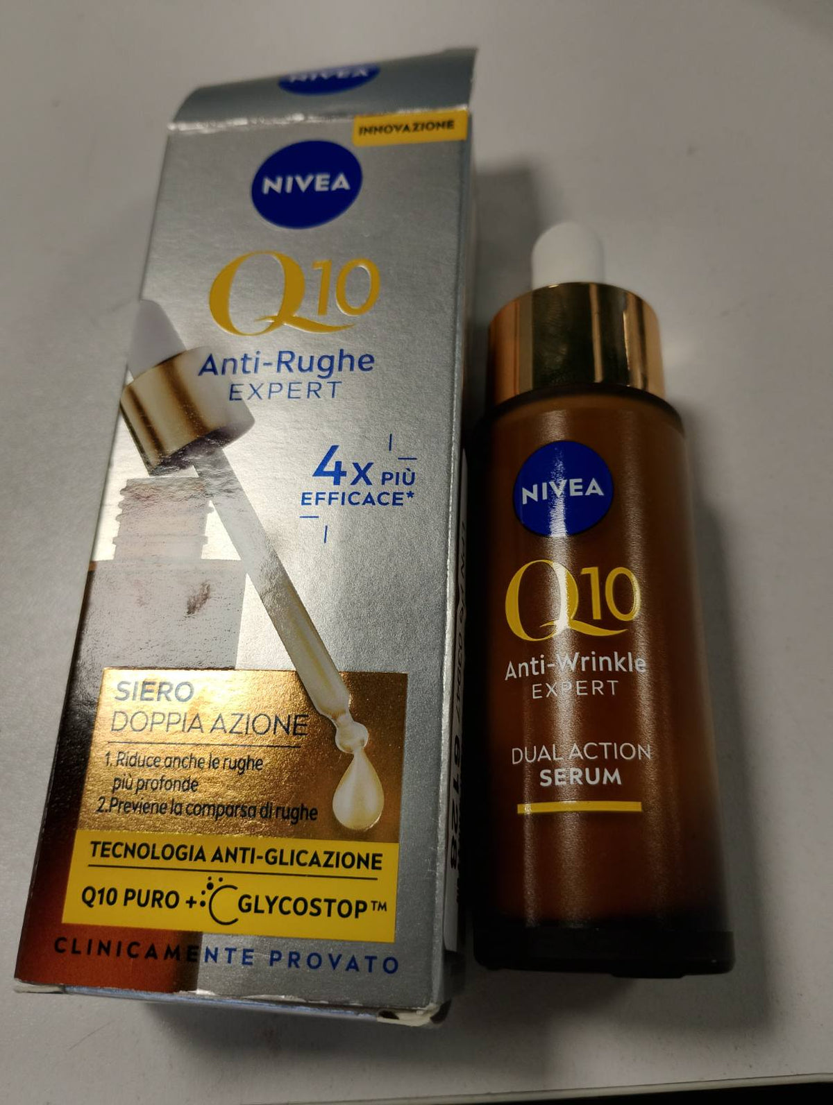 303402 - NIVEA Q10 Anti-Wrinkle Expert Double Action, Serum për fytyrën 30 ml, Teknologjia Glycostop, me Koenzimën Q10