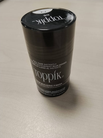 303237 - TOPPIK Fibra flokësh ngjyrë kafe të errët, 12g, për flokë më të plotë në sekonda, për burra dhe gra