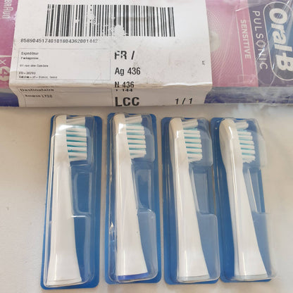 306383 - ORAL-B Koka Furçash Zëvendësuese Pulsonic Sensitive, Pako me 4, Të Bardha, për Furçat Elektrike të Dhëmbëve