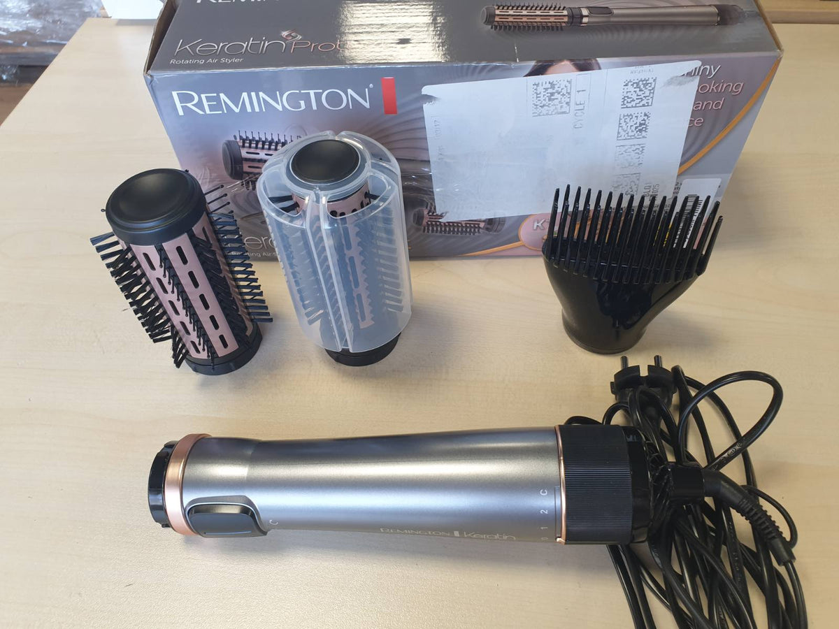 298062 - REMINGTON Furçë me Ajër të Nxehtë Rrotulluese AS8811 [Automatike], mbrojtëse keratini, 3 aksesorë, veshje qeramike me vaj bajamesh, Gri
