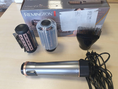 298062 - REMINGTON Furçë me Ajër të Nxehtë Rrotulluese AS8811 [Automatike], mbrojtëse keratini, 3 aksesorë, veshje qeramike me vaj bajamesh, Gri