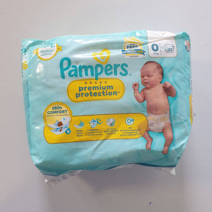 306967 - PAMPERS Premium Protection Madhësia 0, 22 pelena, për foshnje deri në 3 kg, Mbrojtje e dyfishtë për lëkurën