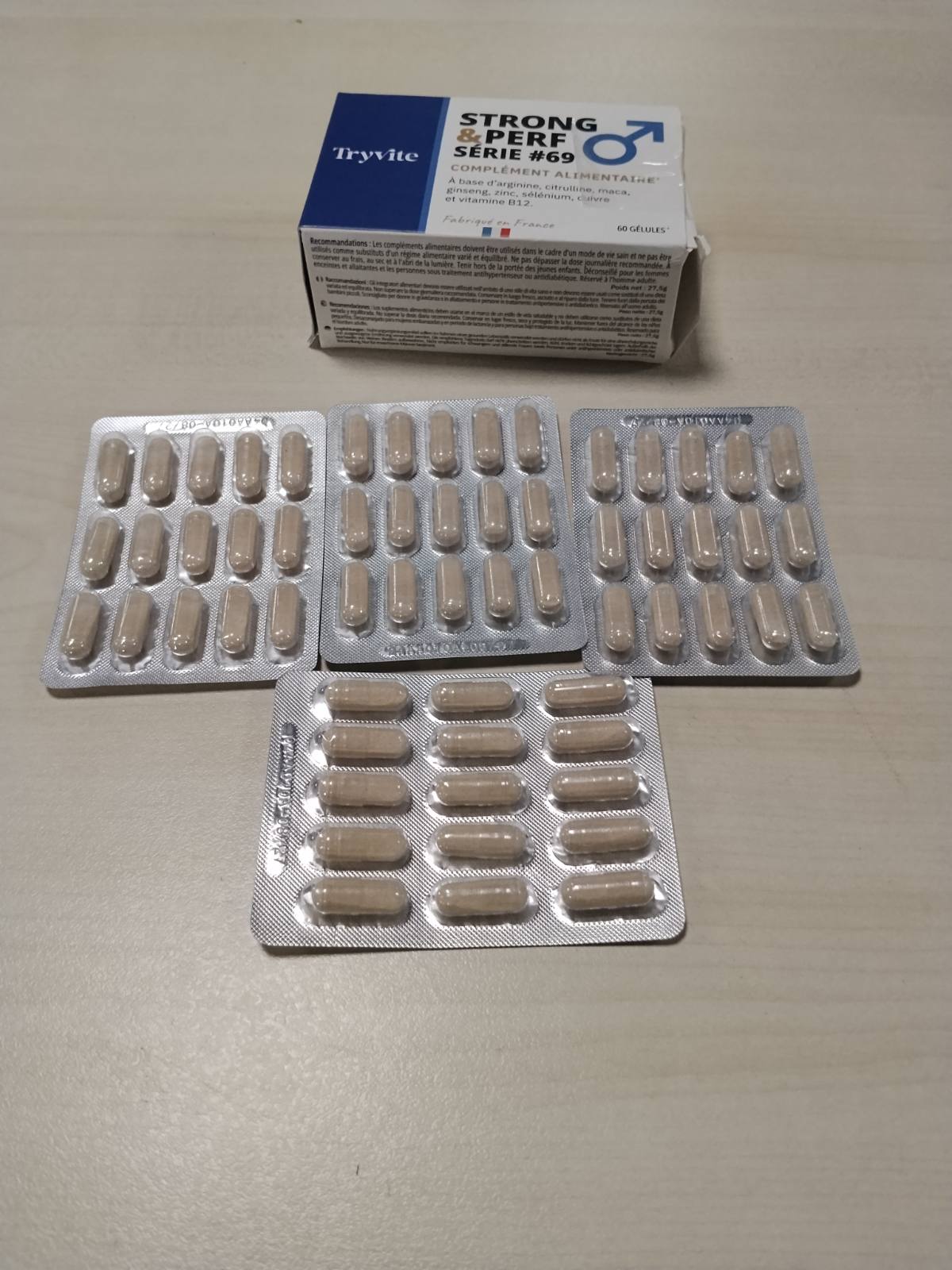 296952 - TRYVITE STRONG&PERF - Formulë praktike për burra aktivë, 60 kapsula me xhensen, maka, argininë, citrulinë dhe zink