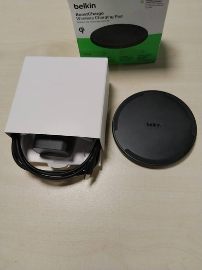299606 - KARIKUES PA TEL Belkin 15W - Karikues Qi për Apple iPhone 16, serinë iPhone 15/14/13, AirPods, Samsung Galaxy S25, Galaxy S24, Pixel - Përfshihen adaptori i energjisë dhe kablloja - e zezë