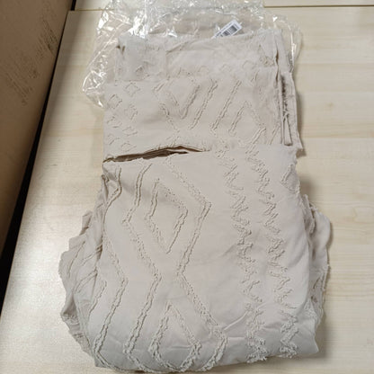 217633 - Mbulesë Jorgani Sedefen Bohemian 200x200 cm, Set çarçafësh me qëndisje ngjyrë bezhë, për 2 persona, 2 mbulesa jastëku 65x65cm
