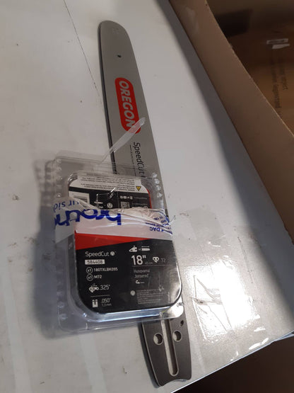 292987 - OREGON Kombinim shufre udhëzuese dhe zinxhiri për sharrë elektrike, SpeedCut 18", përshtatet për Craftsman, Husqvarna, Jonsered, McCulloch; hap .325", trashësi 1.3 mm, 72 lidhje transmisioni