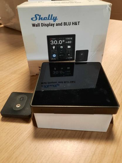 288150 - SHELLY Ekran Muri i Zi + Blu H&T i Zi, Panel Kontrolli Wi-Fi, Termostat, Rele e Integruar 5A, Kërkohet Tel Neutral, Të Dhëna Ambienti, Automatizim në Shtëpi, Alexa dhe Google Home