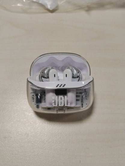 319409 - JBL Kufje TuneBeam Ghost 2, Bluetooth, anulim zhurmash, jetëgjatësi baterie 48 orë, IP54, lidhje me shumë pika, ngjyrë White Ghost