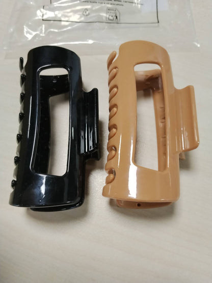 301457 - Kapëse flokësh lulir të buta, Pako me 2, 11 cm, Nuk rrëshqasin, për femra, për flokë të trashë dhe të hollë, e zezë + kafe