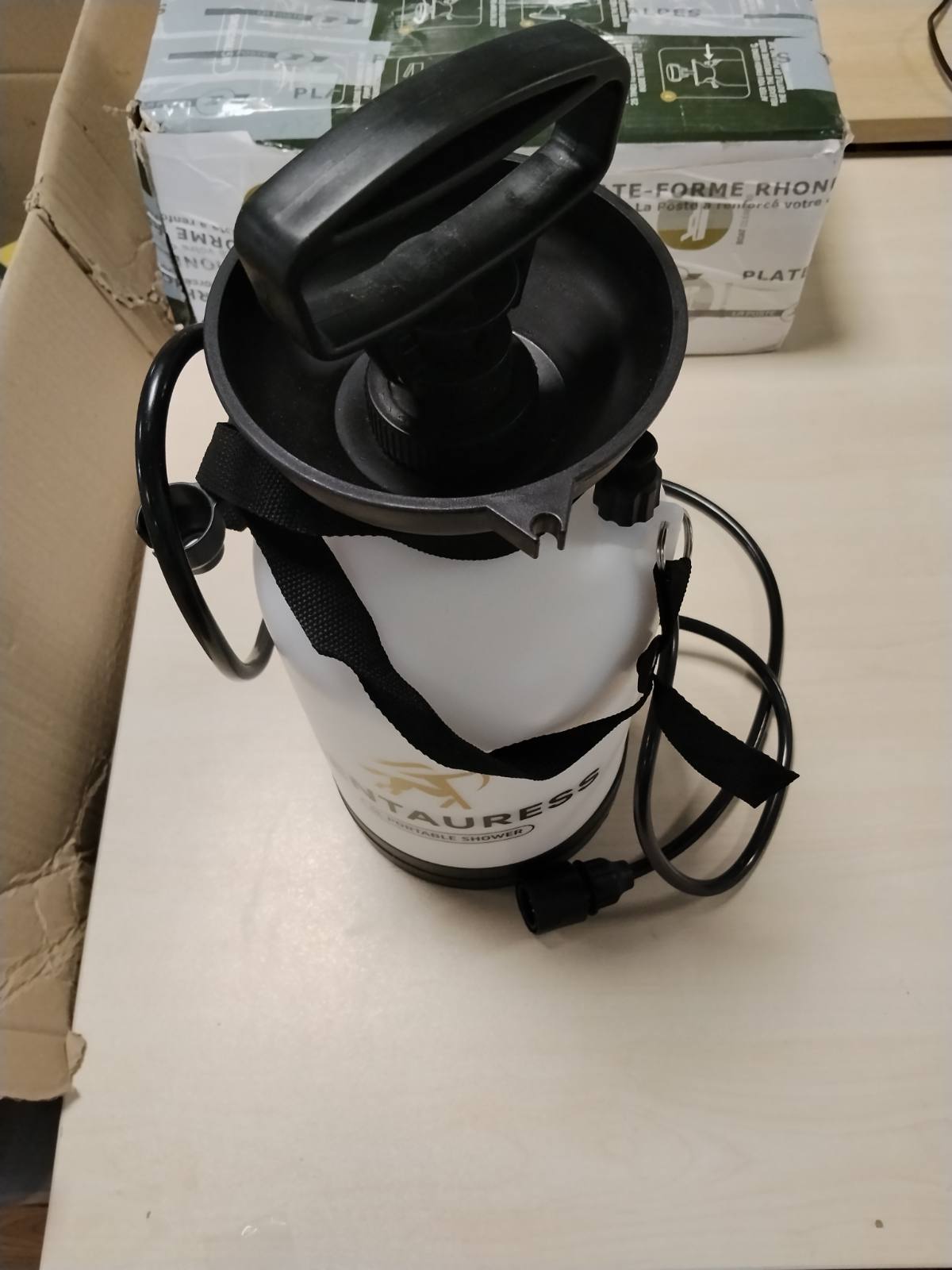 313384 - CENTAURESS Pompë Dushi Portative për Kamping me Valvul Sigurie (45 psi) - Dush Portativ për Kamping