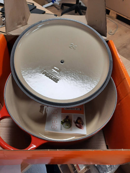 213023 - LE CREUSET Ena për pjekje prej gize të emaluar Signature me kapak, 24 cm, e rrumbullakët, 4.2 L, 4.305 kg